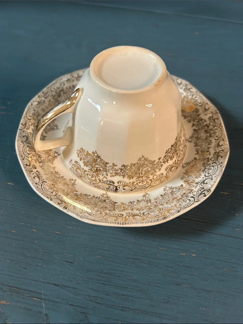 Classic Cream and 22K Gold Porcelain Teacup and Saucer - Elegant Home Dining